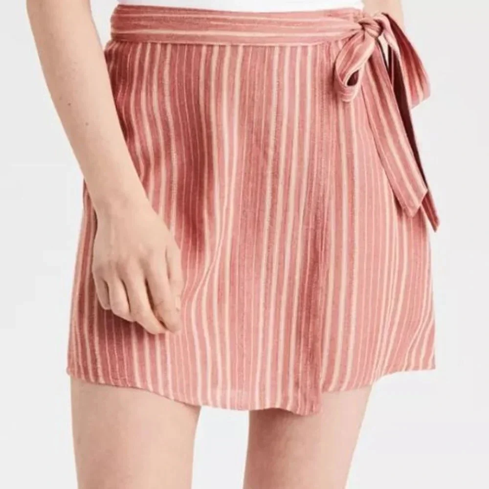 American Eagle Outfitters True Wrap Mini Skirt Striped Size XS‎
